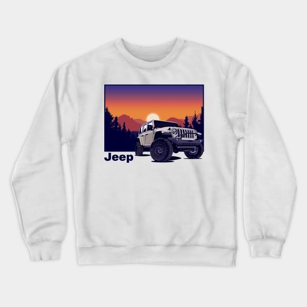 Jeep Rubicon In Mount Crewneck Sweatshirt by Rans Society